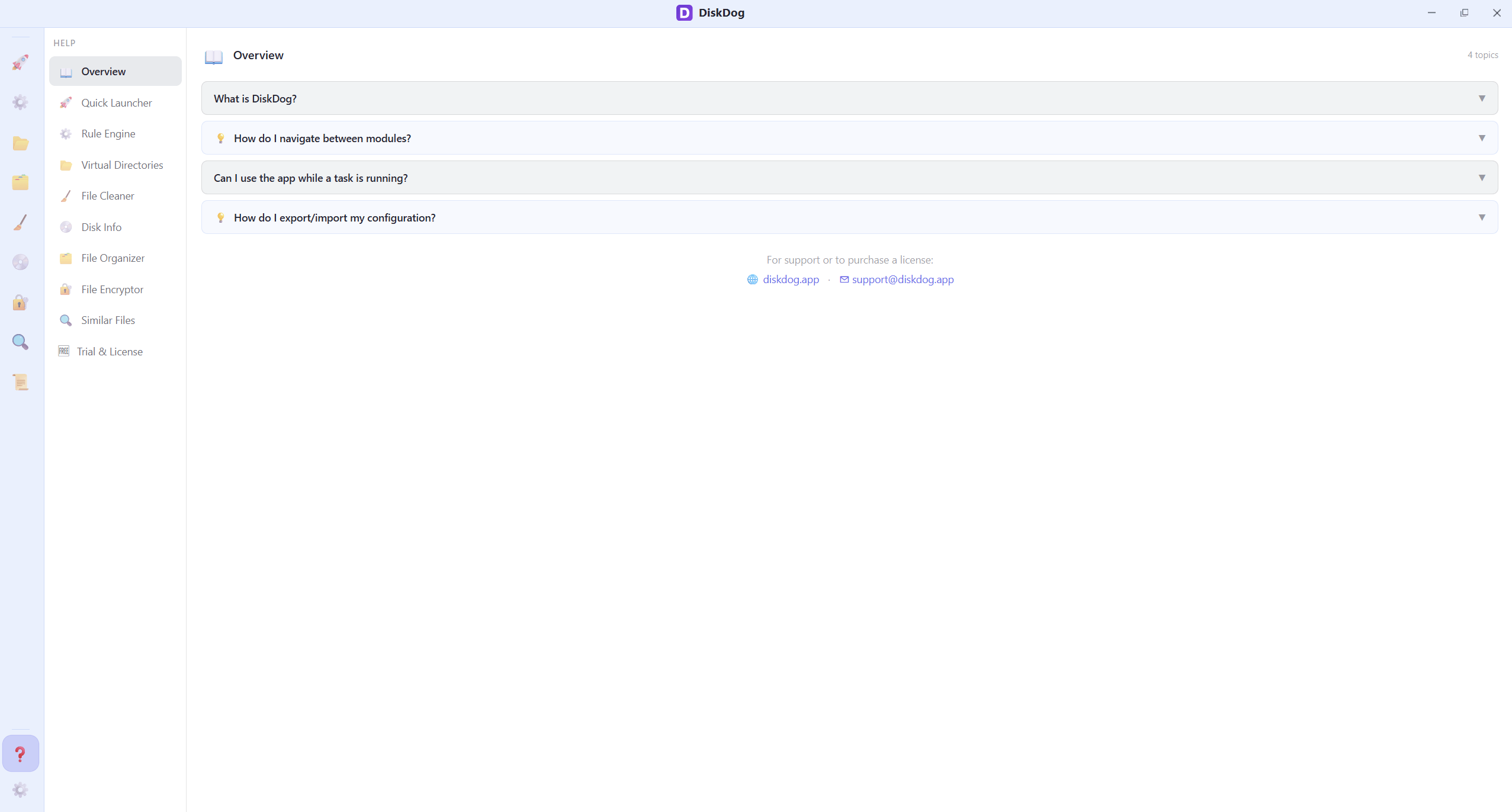 DiskDog main window overview