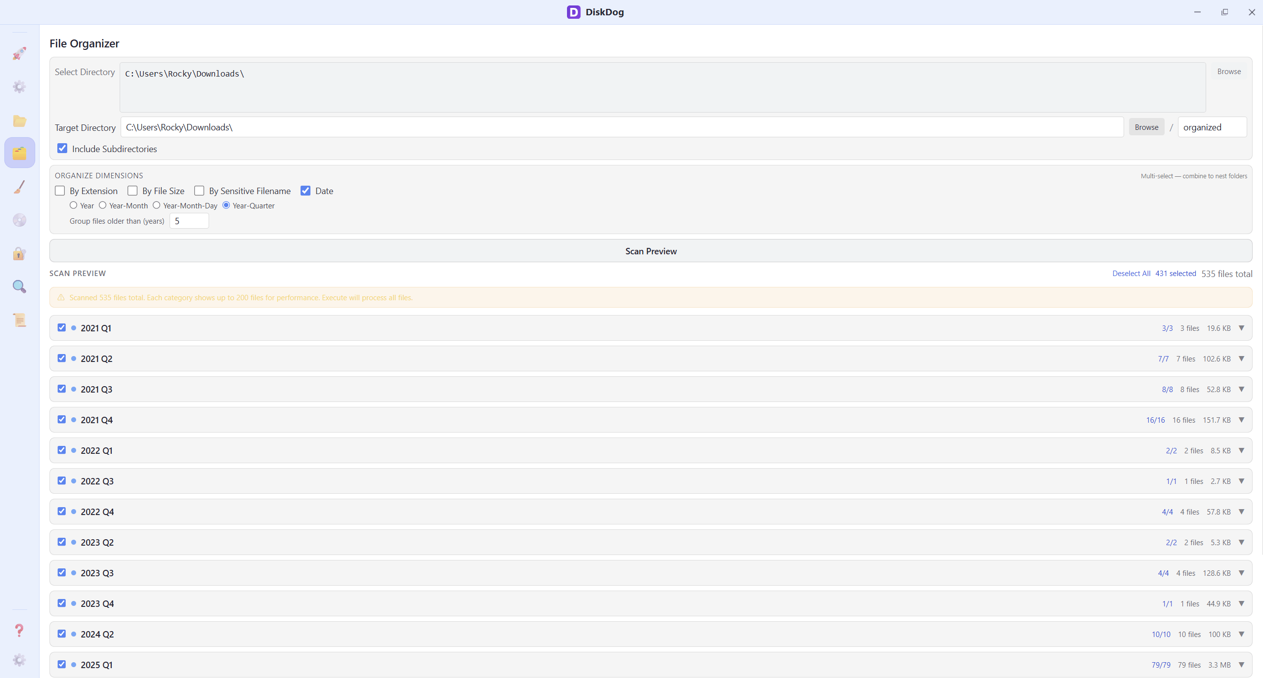 Date granularity options
